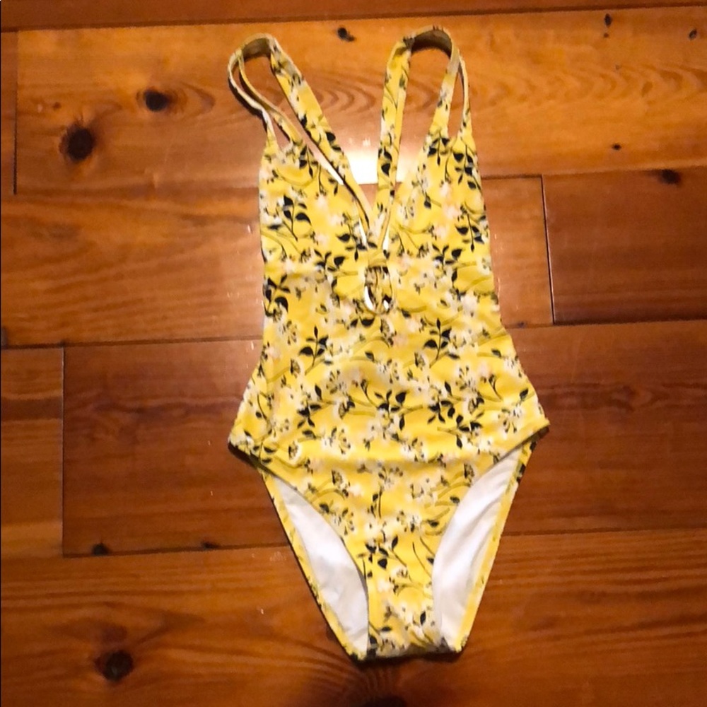 Size 4 Yellow Floral Swimsuit